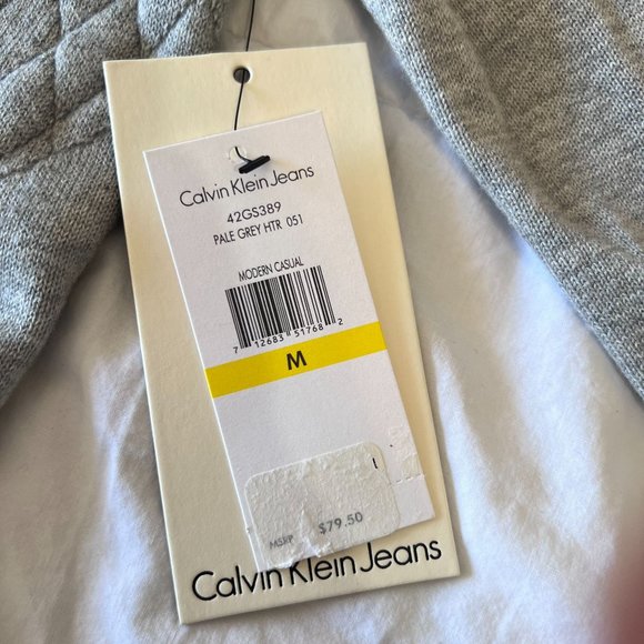 Calvin Klein Gray Diamond Quilted Bomber Jacket size M, NWT - Picture 9 of 13